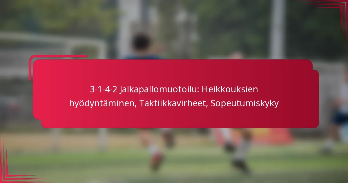 Read more about the article 3-1-4-2 Jalkapallomuotoilu: Heikkouksien hyödyntäminen, Taktiikkavirheet, Sopeutumiskyky
