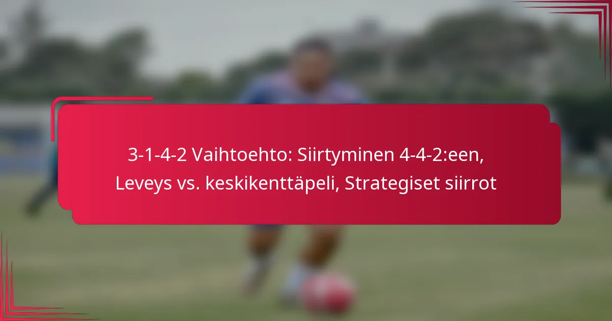 Read more about the article 3-1-4-2 Vaihtoehto: Siirtyminen 4-4-2:een, Leveys vs. keskikenttäpeli, Strategiset siirrot