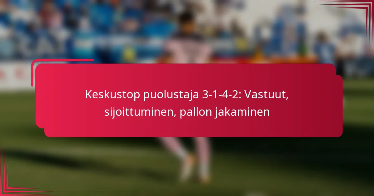Read more about the article Keskustop puolustaja 3-1-4-2: Vastuut, sijoittuminen, pallon jakaminen