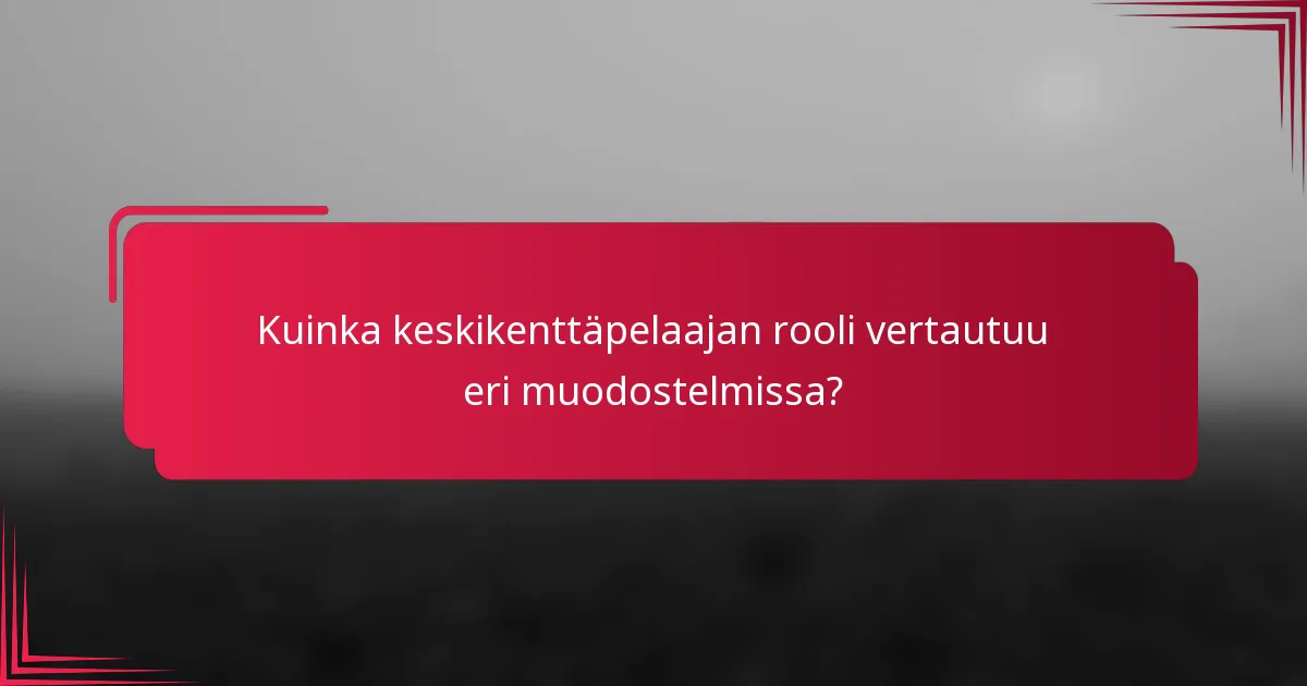 Kuinka keskikenttäpelaajan rooli vertautuu eri muodostelmissa?